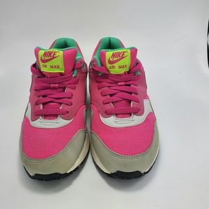 Nike Girls Youth Air Max 1 GS Shoe Size 6Y Pink/Metallic/Mint 653653-600